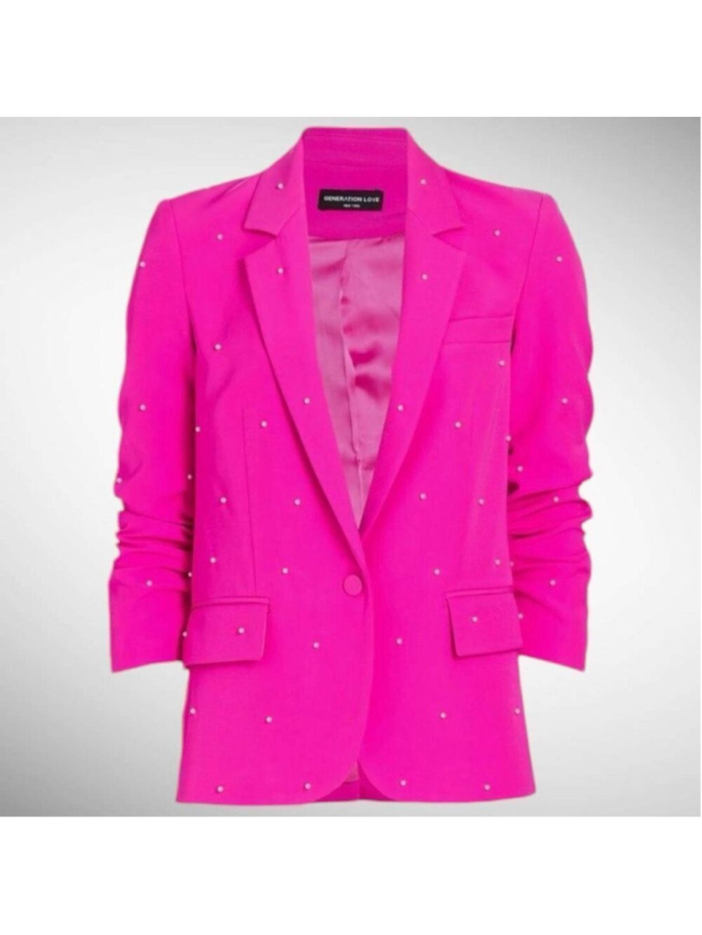 Generation Love Nadia Faux Pearl-Embellished Blazer in Magenta Size XS